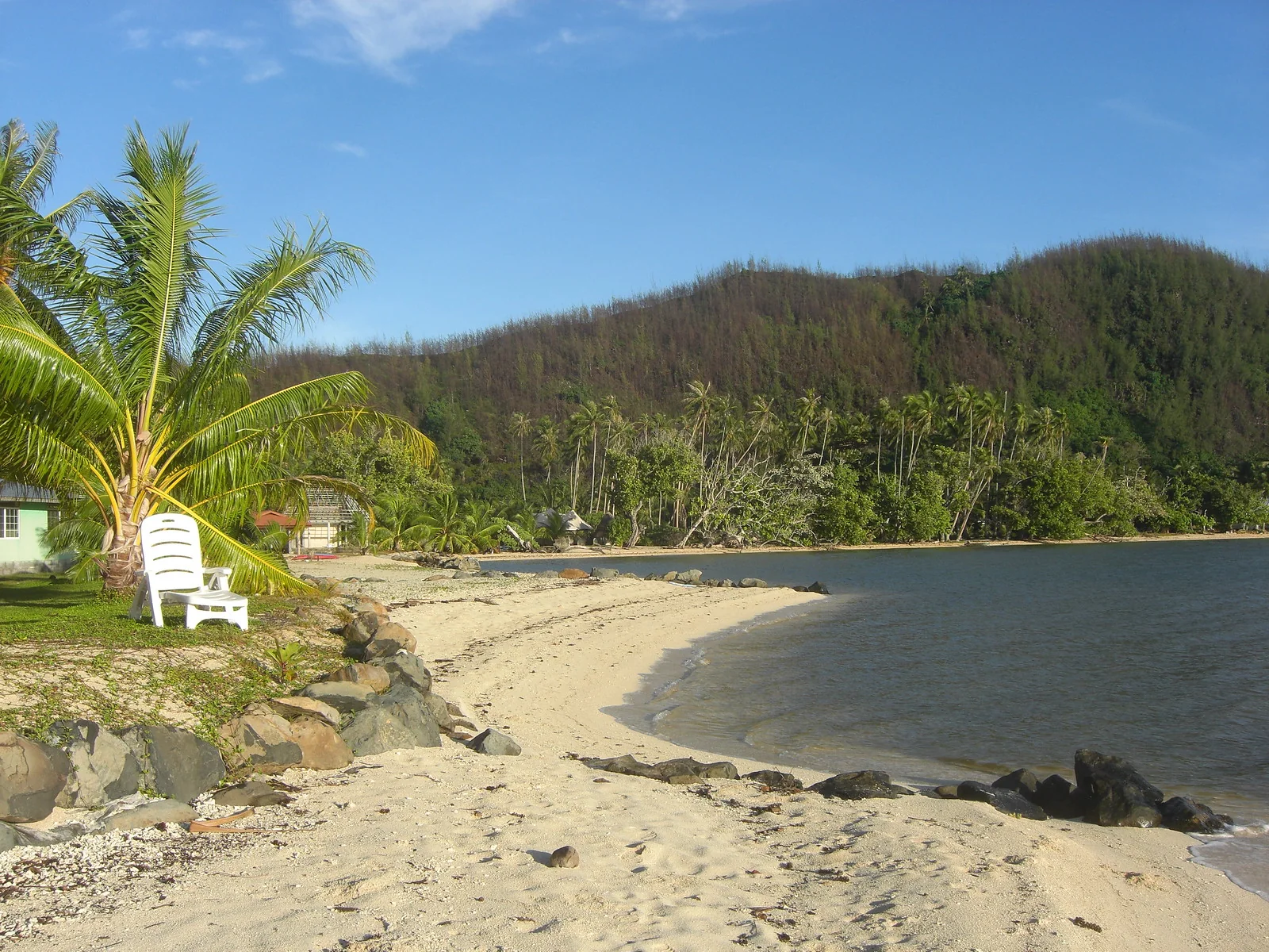 Une plage de Parea bordée de cocotiers.